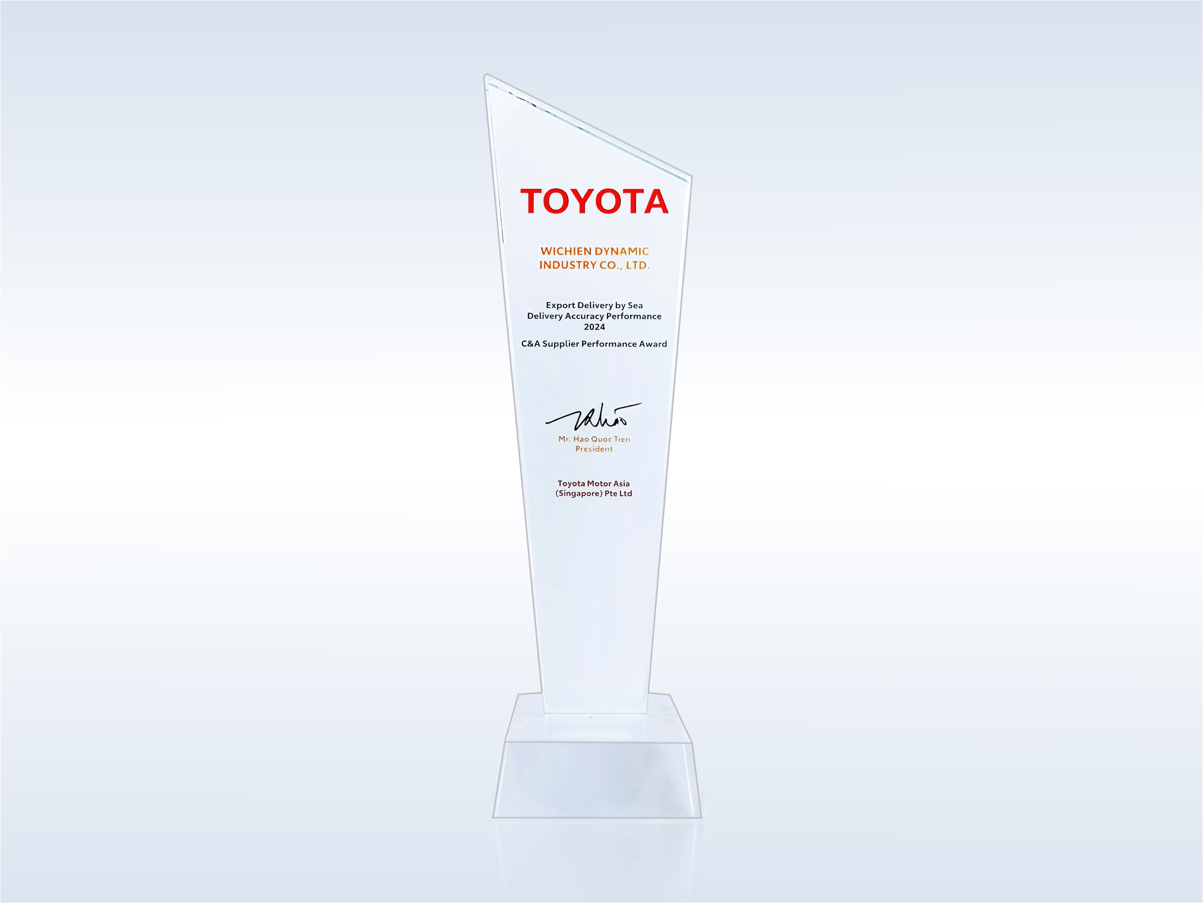 WDI Recognized with "Export Delivery by Sea – Delivery Accuracy Performance 2024" Award from Toyota Motor Asia​  ​